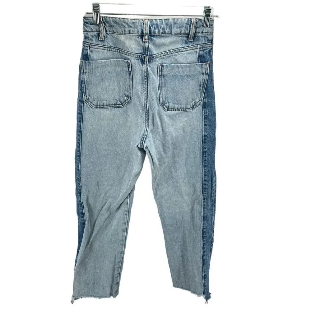 Maje Womens Straight Leg Jeans Denim Mid Rise 5 Pocket Casual Frayed Hem 38